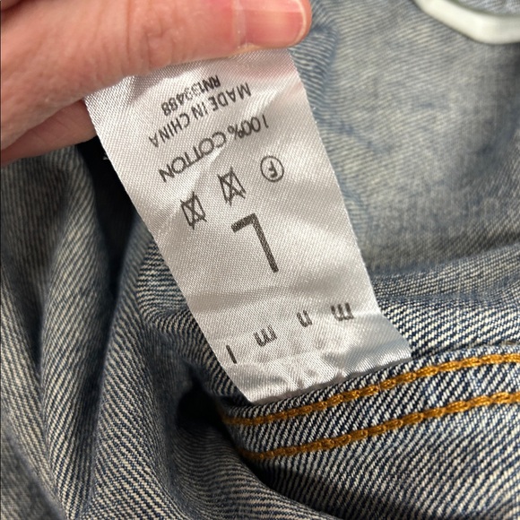 MNML Light Blue Denim pullover jacket hood denim hoodie size large streetwear - Picture 5 of 5